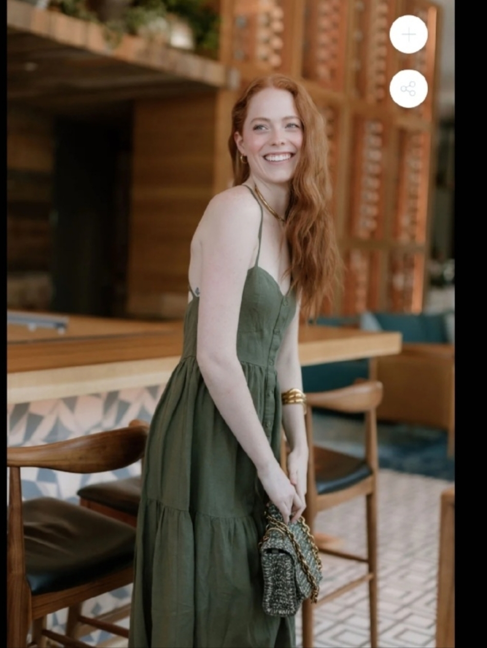 NEW THE SHIRT Rochelle Behrens Tuckernuck Leora Dress in Olive Midi Ramie Beach - Picture 3 of 16